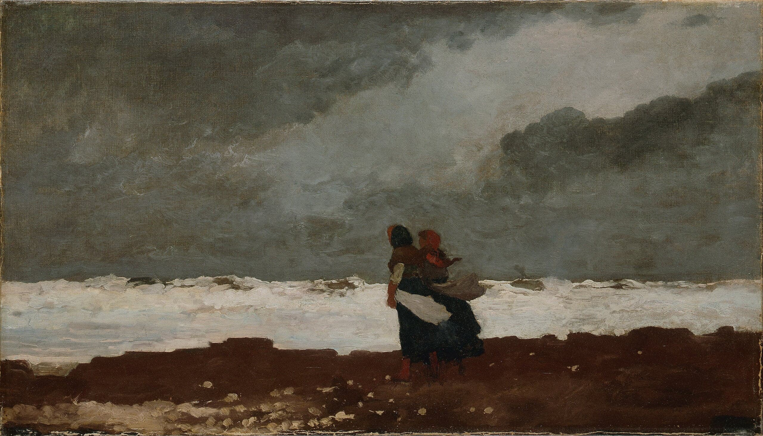 Deux silhouettes au bord de la mer